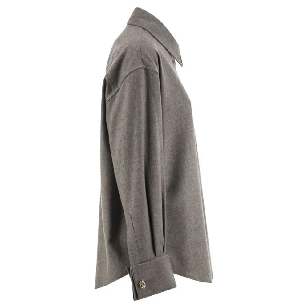 Fabiana Filippi Women Virgin Wool Flannel Shirt With Jewelled Details